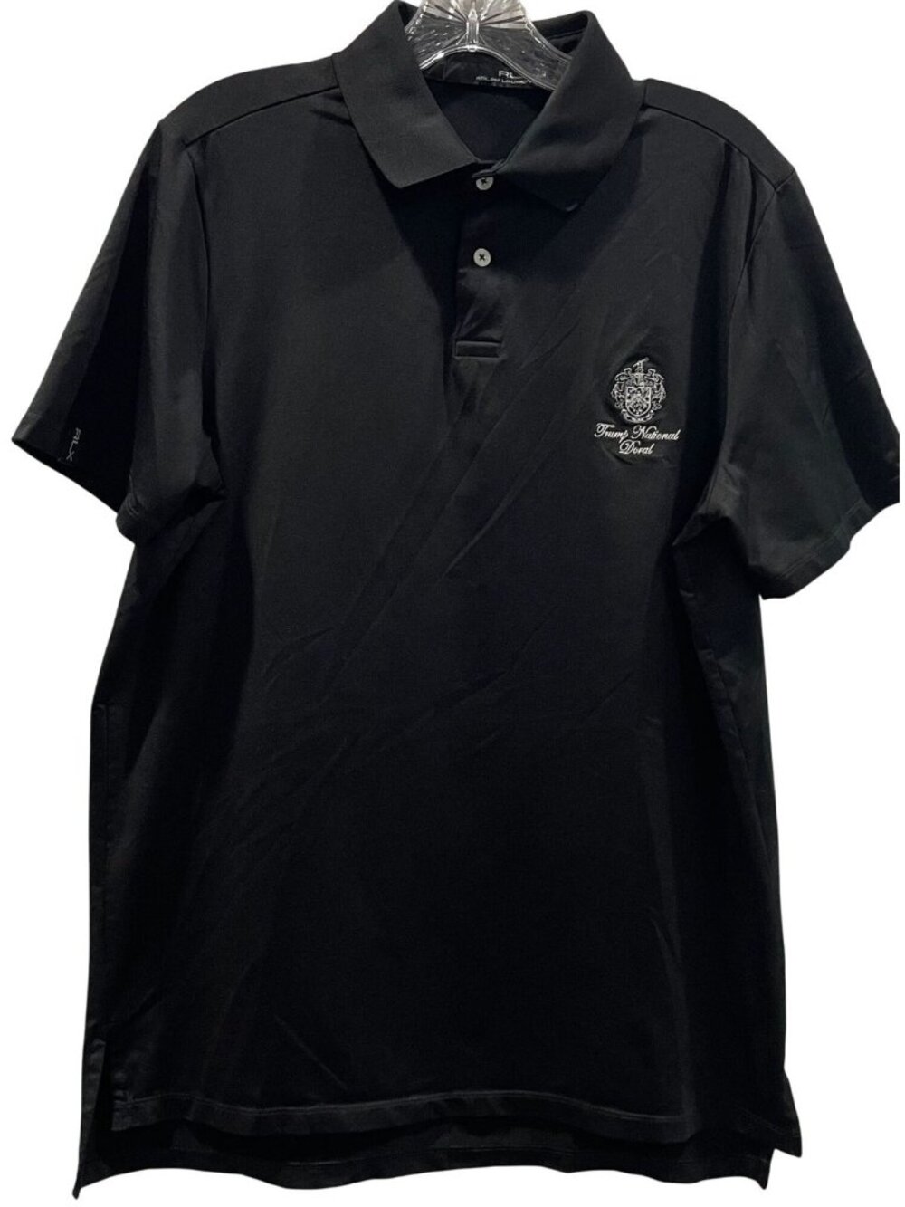RLX Ralph Lauren Trump National Doral Black Golf Polo Shirt M Embroidered Crest